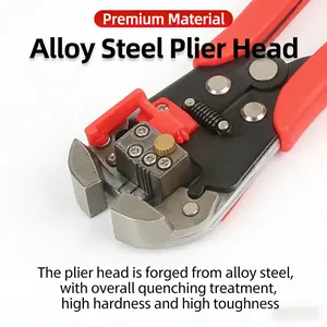 HS-D2 Multi-Function Automatic Wire Stripper, Professional Electrician Pliers for Wire Stripping, Cutting & Crimping, Alloy Steel Forged Head with High Hardness, Adjustable Crimping Pressure, Ergonomic PP+TPE Comfort Grip Handle, Perfect for Various Termi