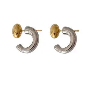 Two-tone Earrings For Women C Irregular Fancy New Styles Cute Trendy Studs Designer Fashion Jewelry Girls's Gifts Party C1288