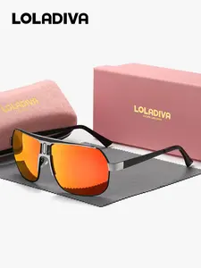 LolaDiva Unisex Square Sunglasses Polarized Full-Frame High Quality Sunglasses UV400 Ultimate simplicity