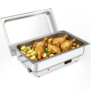 Electric Chafing Dish Buffet Set, 9 QT Buffet Servers and Warmers Stainless Steel, Commercial Food Warmer with 1 Full-Size Pan,Temperature Control Display for Parties, Catering