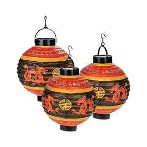 8" Light-Up Lunar New Year Chinese Lanterns - 3 Pc.