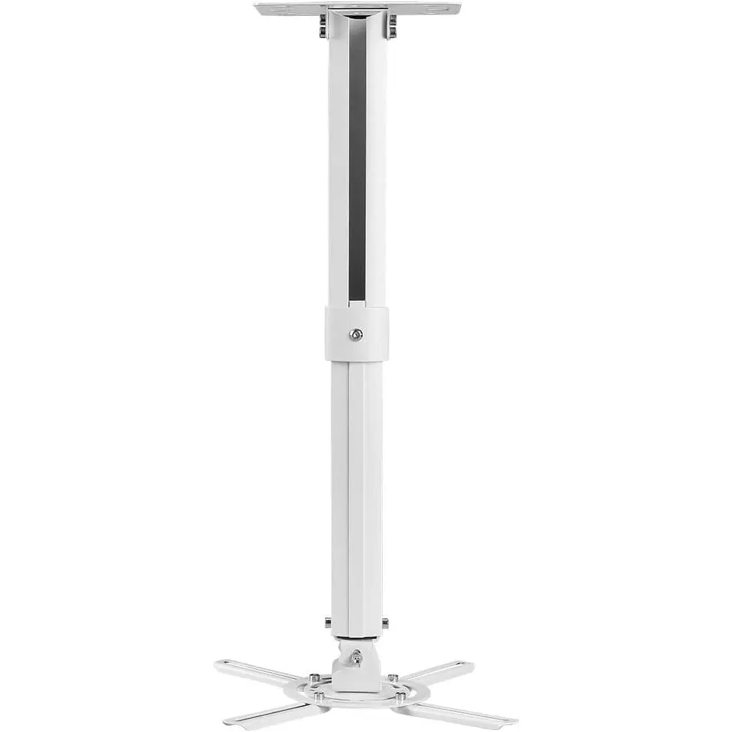 White Projector Ceiling Mount Bracket Fits Flat or Sloped Ceiling Height Adjustable with Extendable Length for LCD/DLP Projectors (PR05)