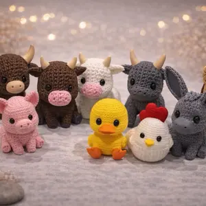 Farm & Country Friends 3D Printed Knit Textured Animals