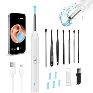 Portable Type-C Rechargeable Ear Cleaning Device with HD Camera and LED Light, Waterproof Endoscope, Connects to Phone/tablet, Earwax Removal Kit