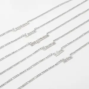 FIMENESS Constellation Necklace Figaro Chain Stainless Steel 2 Inch Extender Non-Tarnish Zodiac Signs Collection - Silver Finish