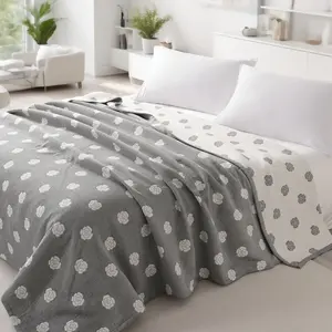BEDSUM Muslin Cotton Blanket for 3 layers,Ultra-Soft, Breathable Quilt  for All Season Blanket