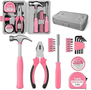 24-Piece Pink Home Tool Kit,  Basic Repair Tools for Women,Portable Household Hand Tool Set with Storage Case, Office & College Dorm Use