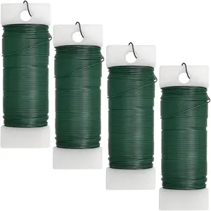 4 Pack 120 Yards 22 Gauge Floral Wire Flexible Paddle Wire Florist Green Wire for Crafts,Wreaths,Christmas Tree,Garland and Floral Flower Arrangements