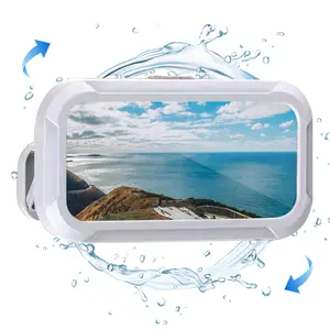 Waterproof phone holder, 360 ° rotating shower phone holder, adhesive patch wall mounted installation without drilling, anti fog protective case, full HD touch screen, freeing your hands and protecting your phone while watching short movies during bathing