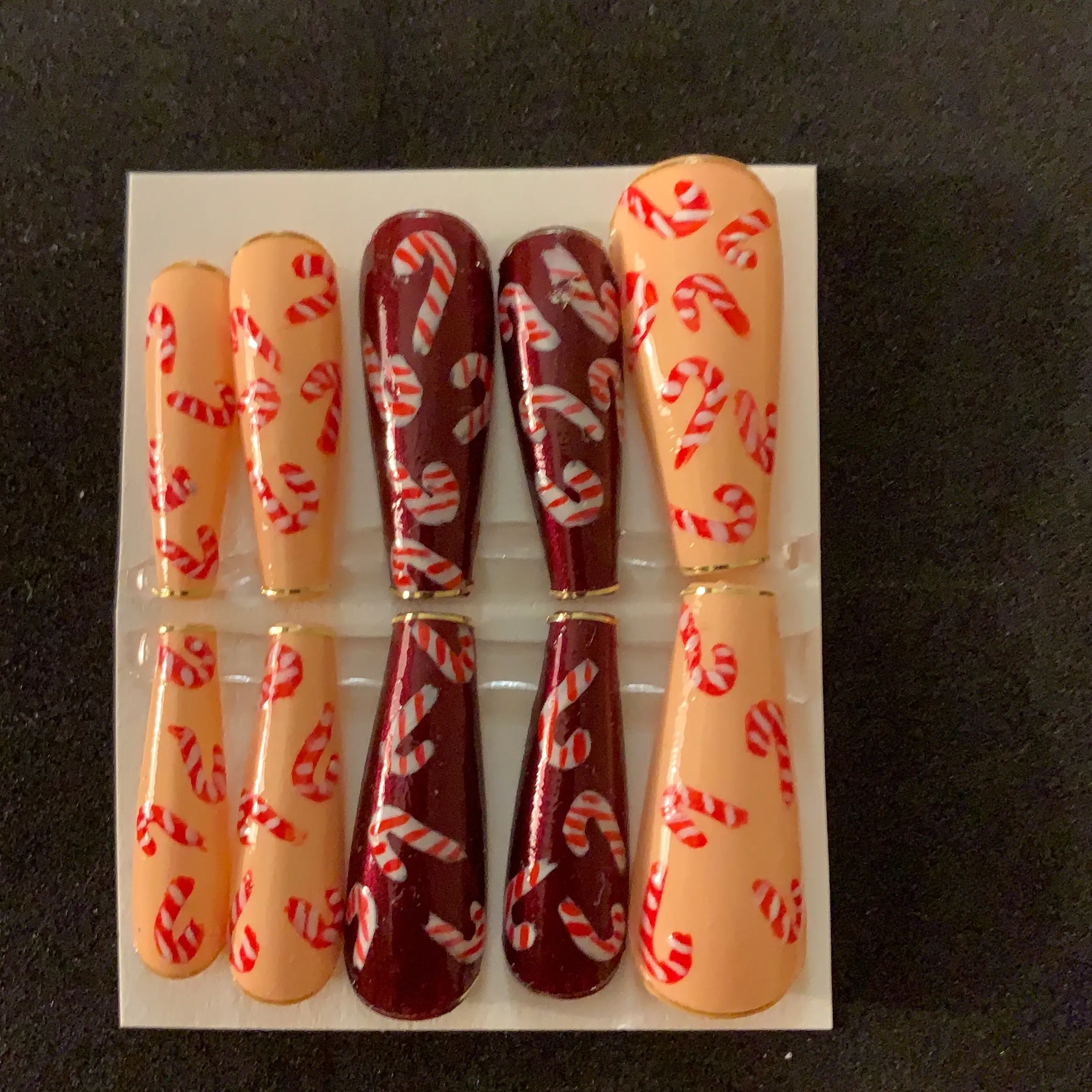 Give me a candycane babe long coffin nails