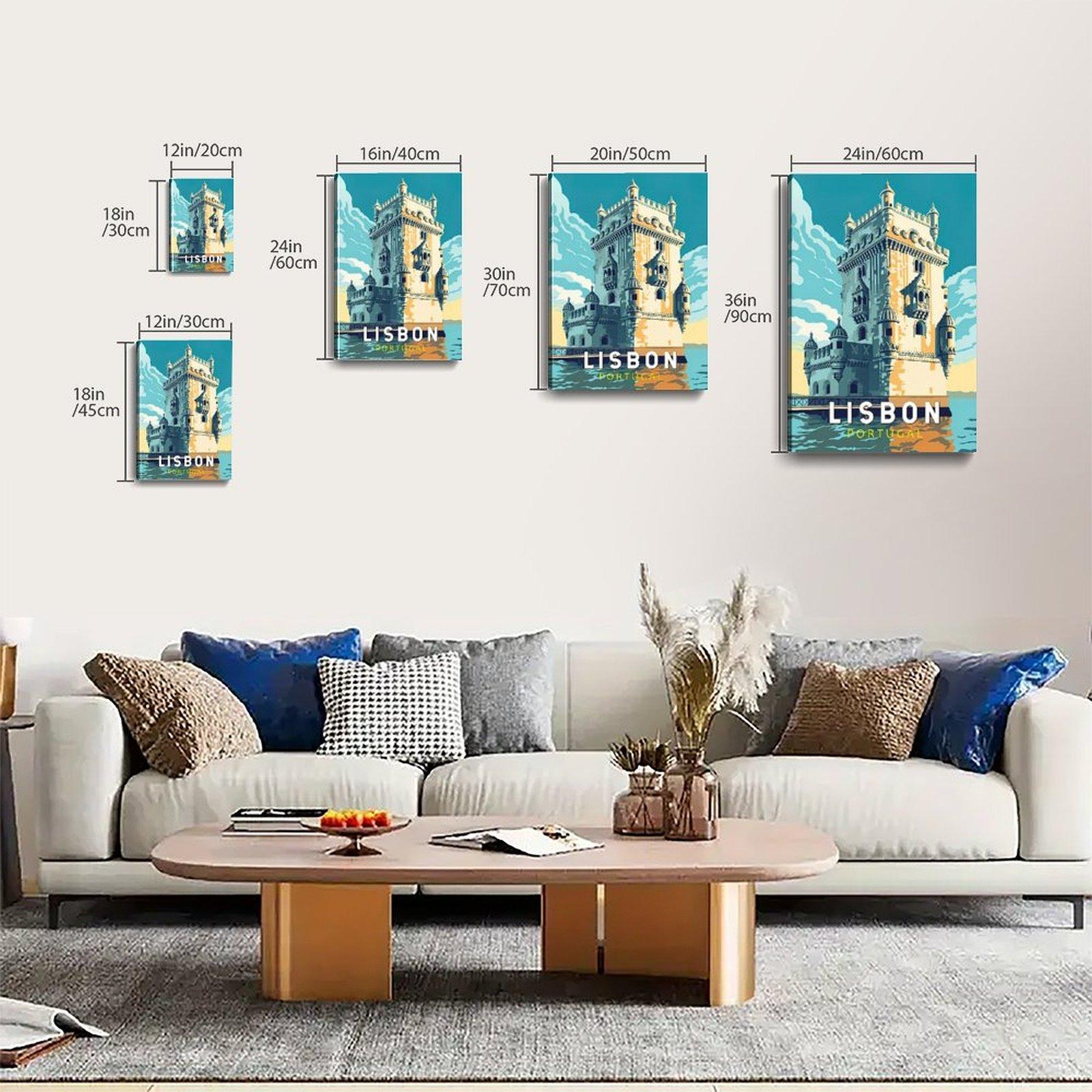 Vintage Lisbon Portugal Travel Poster Decorative Painting Canvas Wall Art Picture Print Modern Family Bedroom Decor