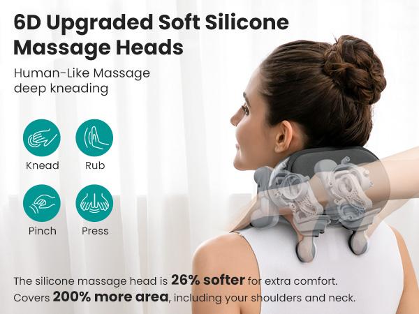 Nekteck Cordless Neck Massager with Heat, Shiatsu Back and Shoulder Massager, Deep Tissue 6D Kneading Massage Pillow for Neck and Back Pain Relief