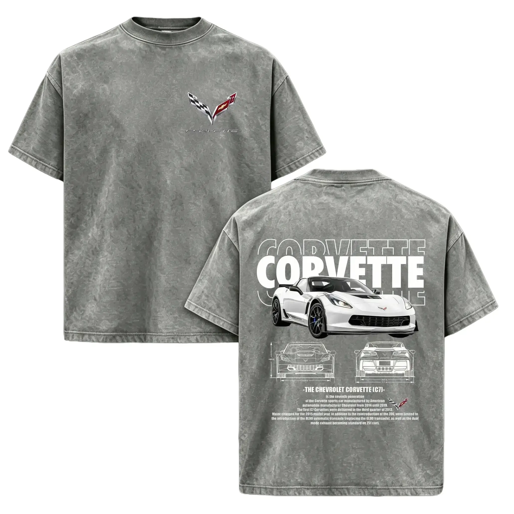 Mens Heavyweight 100% Cotton Acid Wash T-Shirt Oversized Streetwear Graphic Tee with Vintage Racing Muscle Car Blueprint Print Casual Short Sleeve Y2K Top for Daily Wear Summer Fashion Trendy Gym Workout Athletic Apparel Skater Aesthetic Car Lover Gifts
