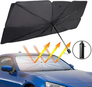 Windshield Sun Shade Umbrella, Foldable Reflector Car Window Cover for Front Window Heat Insulation Keep Cool and Protection Interior for Auto Sedan, SUV Windshield(55"" x31"")
