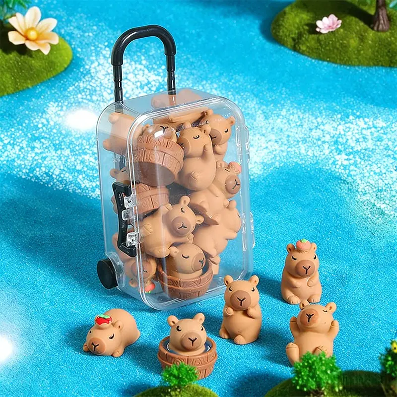 12pcs Realistic Capybara Resin Figurine Set, DIY Decorative Ornaments, Home & Office Decoration, Perfect for Holidays & Seasons, Animal Figurines