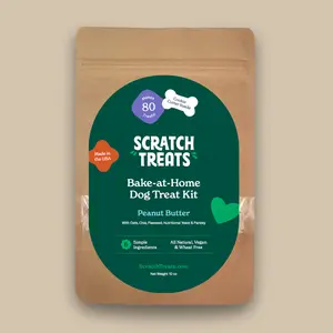 Scratch Treats Peanut Butter Bake-at-Home Dog Treat Kit, All-Natural Mix, Vegan & Wheat-Free, Includes Cutter, 80 Treats