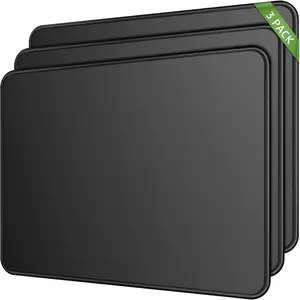 3 Pack Mouse Pad 30% Rubber Base for Computers, Laptop, Office & Home Black