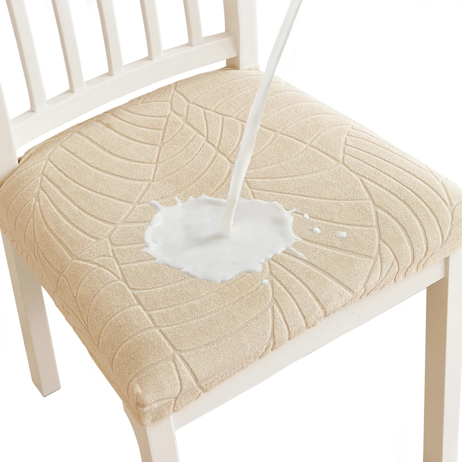 Jacquard Woven Stretch Chair Slipcovers, Waterproof Universal Chair Covers Set of 2/4/6/8, Soft Durable Fabric for Dining Room Home Decor, Universal Chair Cover