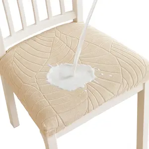 Leaf Pattern Waterproof Stretch Chair Covers Set of 2/4/6/8, Jacquard Woven, Soft & Durable, Dining Room Kitchen Hotel Home Decor
