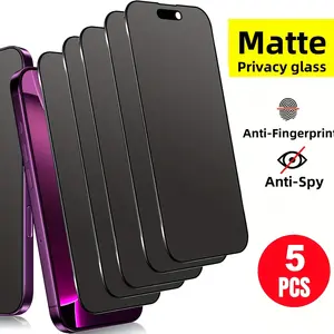 5 Pack Matte Privacy Screen Protector Compatible With IPhone 17/Air/17 Pro Max/16 Pro Max/15/14/13/12/XR/XS, 9H+ Hardness Tempered Glass Film, Anti-Scratch, Anti-Fingerprint, Anti-Peeping, Case Friendly, Bubble-Free, Easy Installation