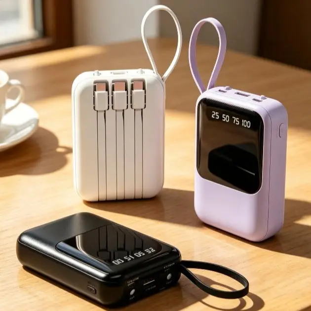 10000mAh ultra compact USB-C external hanging rope mobile power bank,compact&lightweight,multi color fast charging power bank, suitable for mobile devices with multiple interfaces,emergency light power bank,suitable for travel&graduation seasongiftgiving