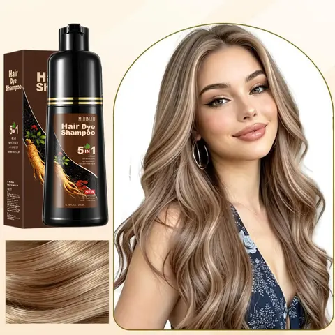 MJDMJD 5-in-1 Chocolate Light Brown Hair Dye Shampoo - Haircare with Botanical Herbs, Root Touch Up, Gray Hair Darkener, Semi-Permanent Color, Easy Home Use for Men & Women, 200ml, Dark Choc Tone