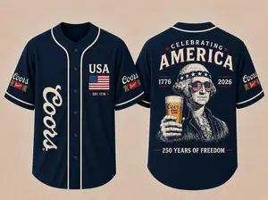 Heritage Brew USA Baseball Jersey, 250 Years Freedom Button Up Shirt, Vintage American Celebration Game Jersey