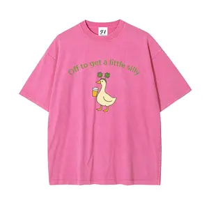 Men's Soft Round Neck Casual Graphic T-Shirt - Unisex Retro Cotton Short-Sleeve Washed Tee, "Off To Get A Little Silly" Funny Irish Drinking Couples St. Patrick’s Day Top