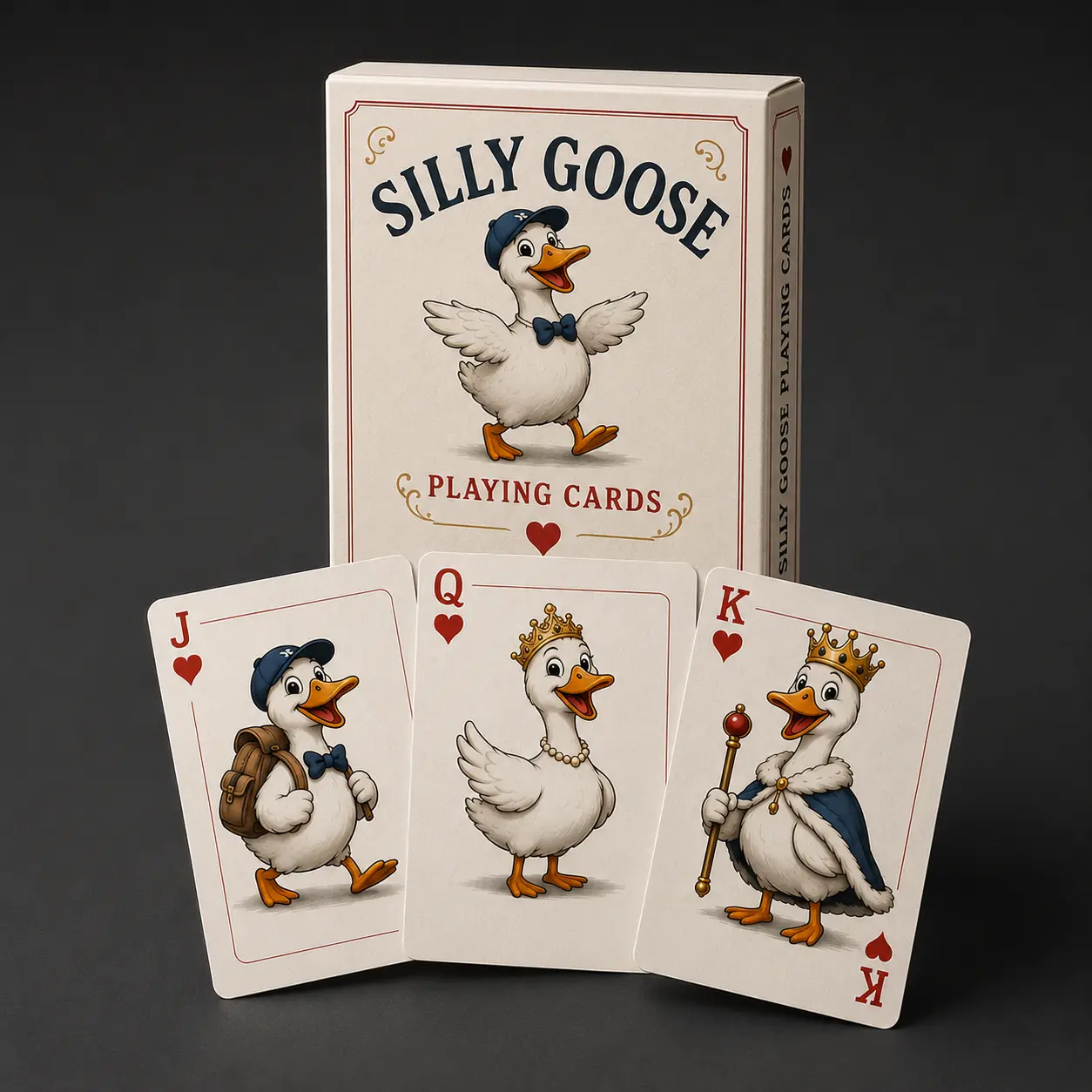 Silly Goose Playing Cards, Cute Goose Illustrated Poker Deck & Funny Gift Idea