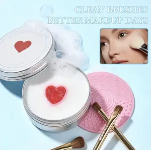 Makeup Brush Cleaner Soap, Solid Soap Beauty Blender Sponge Cleanser Balm, For All Brush Types,Synthetic & Natural Solid Cleansing, Professional Brush Cleaning Solution
