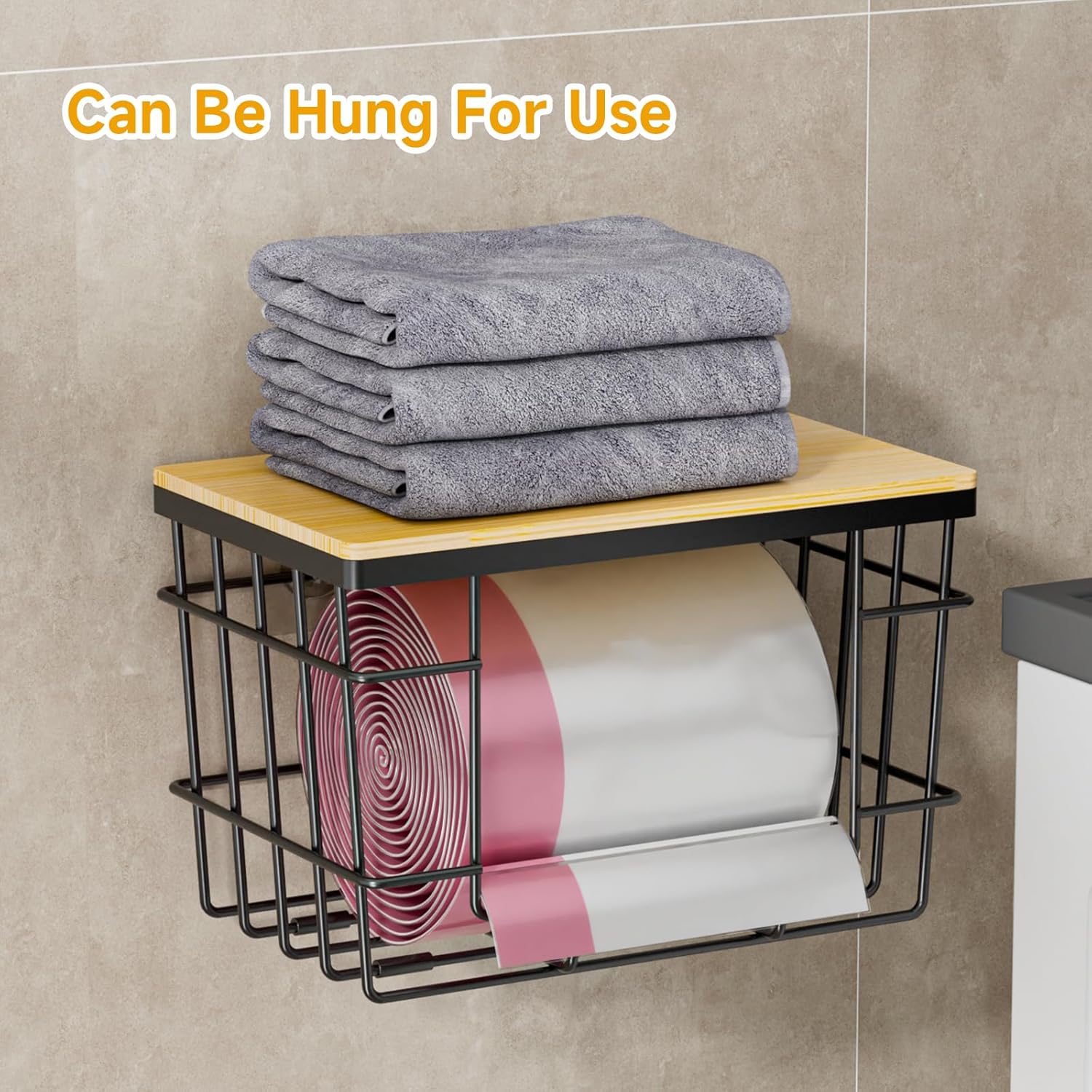 Pantry Storage Organizers,Kitchen Organization,2-Piece Trash Bag Storage Set: Extra-Large Capacity Trash Bag Dispenser (With Bamboo Lid) Wall-Mounted, Stackable Design For Kitchen, Laundry Room, And Under-Sink Organization