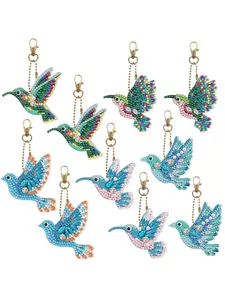 10pcs Colorful Rhinestone Keychain Kits, Double-Sided Diamond Art Key Ring Set, Trendy Cute Keychain Attachment for Backpacks, Shoulder Bags
