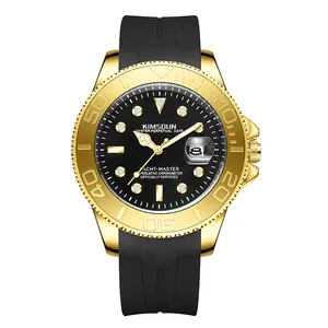 BlackGold Luxury Men's Yacht Style Wristwatch Rubber Strap Luminous Hands Date Function Waterproof Men's Watch