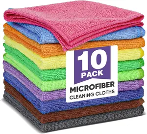 10 Pack Microfiber Cleaning Cloths Highly Absorbent Cleaning Rags 11.8in Towels for Car Kitchen Bathroom Household