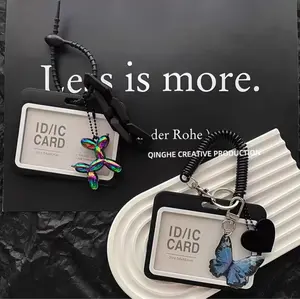 Ins-style butterfly balloons, dog card cases, keychains, integrated bus, campus cards, access cards, badges, transparent card holders Personalized Lanyard Removable Cardholder