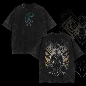 Limited T'challa BBlack Pantherr Wakanda Forever -  MCU verse Edition Double Printed Oversize Lightweight Acid Washed Tee Movie TV Series Vintage Graphic Design Top Cotton Movie lovers / Comic Superheroes Streetwear T-Shirt Clothes Menswear Womenswear.