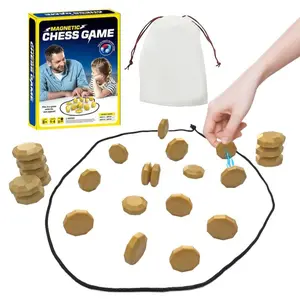 Magnetic Chess Game with 20 Full-Size Stones, 2-4 Player Family Party Travel Strategy Board Game for Kids Adults, Gold Magnet Puzzle Game Gift by Sooshoom