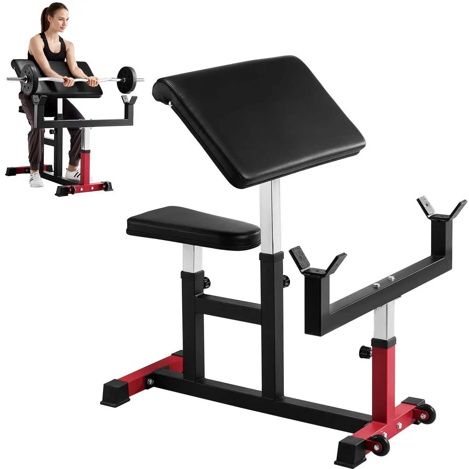 【SummerFinds】VEVOR Preacher Curl Bench Adjustable Home Gym Biceps Machine Barbell Equipment