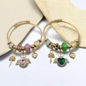 Cupid Heart Pendant Adjustable Bracelets Cubic Zirconia