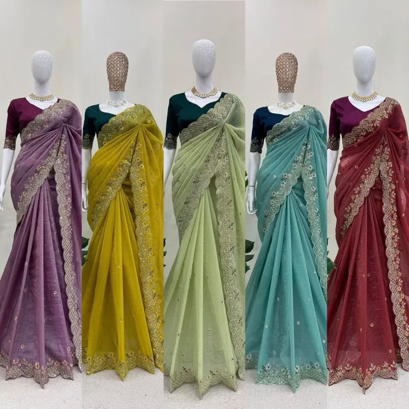 Soft sare Gorgess work design good for any occasion