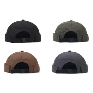 Docker Cap Breathable Brimless Cap Rolled Cuff Retro Sailor Beanie Hat Summer quick-drying thin landowner hat men skin hat retro yuppie brimless cuffed sailor hat vintage men