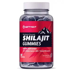 Natty Nut Himalayan Sourced Shilajit Gummies - 50 Gummies for Stamina and Endurance - Raspberry Flavor - Sports and Fitness Supplement for Men