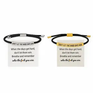 Dont Let The Hard Days Win Bracelet for Women Adjustable Handmade Braided Bracelet Stainless Steel Tube Engraved Inspirational Bracelet for Women Men Inspirational Jewelry Gifts