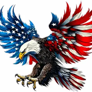 American Flag Bald Eagle Red White Blue Patriotic Decals, Laptop Water Bottle Decal Sticker