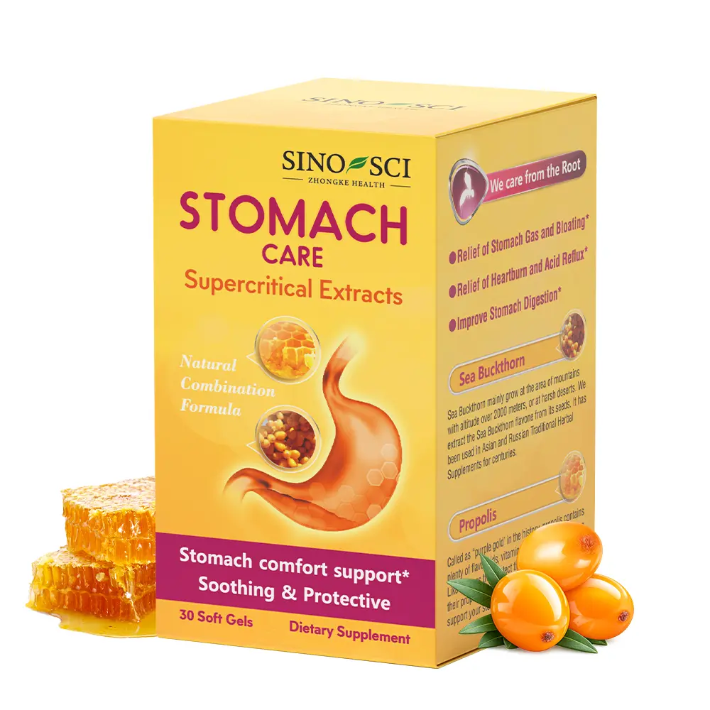 Sino-Sci Stomach Care - Digestive Support, Reduces Gas & Bloating, Acid Reflux, 30 Caps