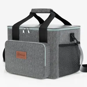 15L Nifogo Expandable Insulated Cooler Bag - Waterproof Leakproof Durable Lunch Bag, Single/Double Layer for Adults Work Beach Travel