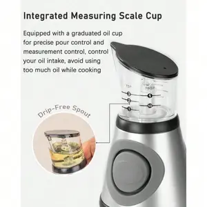Oil Dispenser Bottle, 17oz Olive Oil Dispenser Oil Sprayer, Clear Glass Refillable Oil and Vinegar Dispenser Bottle with Measuring Scale Pump for Kitchen, Cooking, Salads, Baking Frying