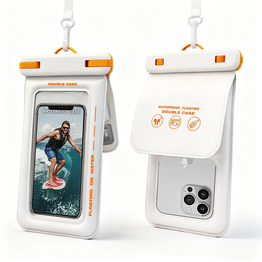 Floating Waterproof Phone Dry Bag Pouch, Clear Touchscreen Case with Back Storage Pocket for Beach Trips, Water Sports iphone galaxy cell phone case case dry bag