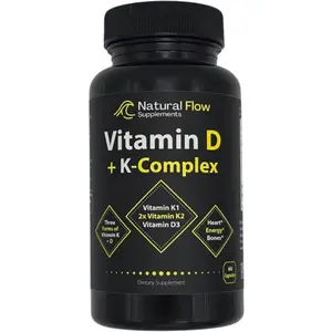 Natural Flow Vitamin D3 Supplement For Bone, Heart & Immune Support - D3 5000iu With K2 MK4 + MK7, K1 Capsules Calcium Absorption Dietary