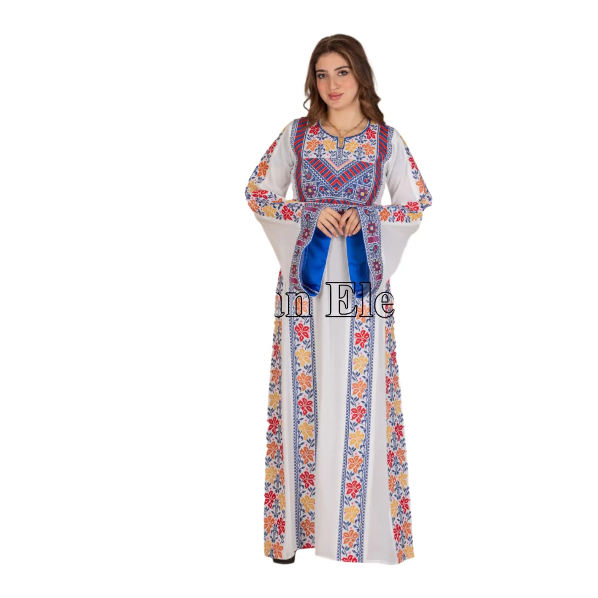 Roses Embroidered Thoub | Elegant Palestinian Dress